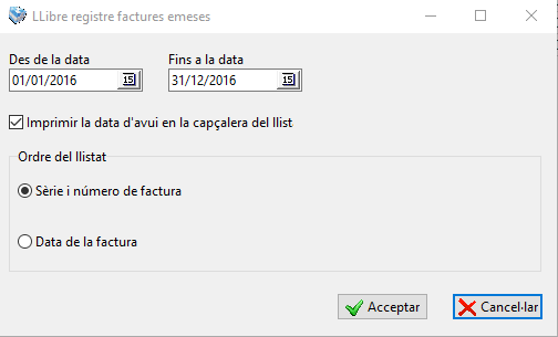Llibre factures emeses