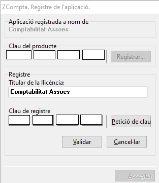 Entrar clau registre