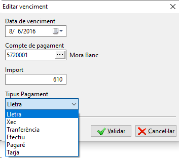 Editar Cobrament
