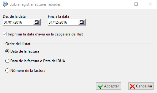 Llibre factures rebudes